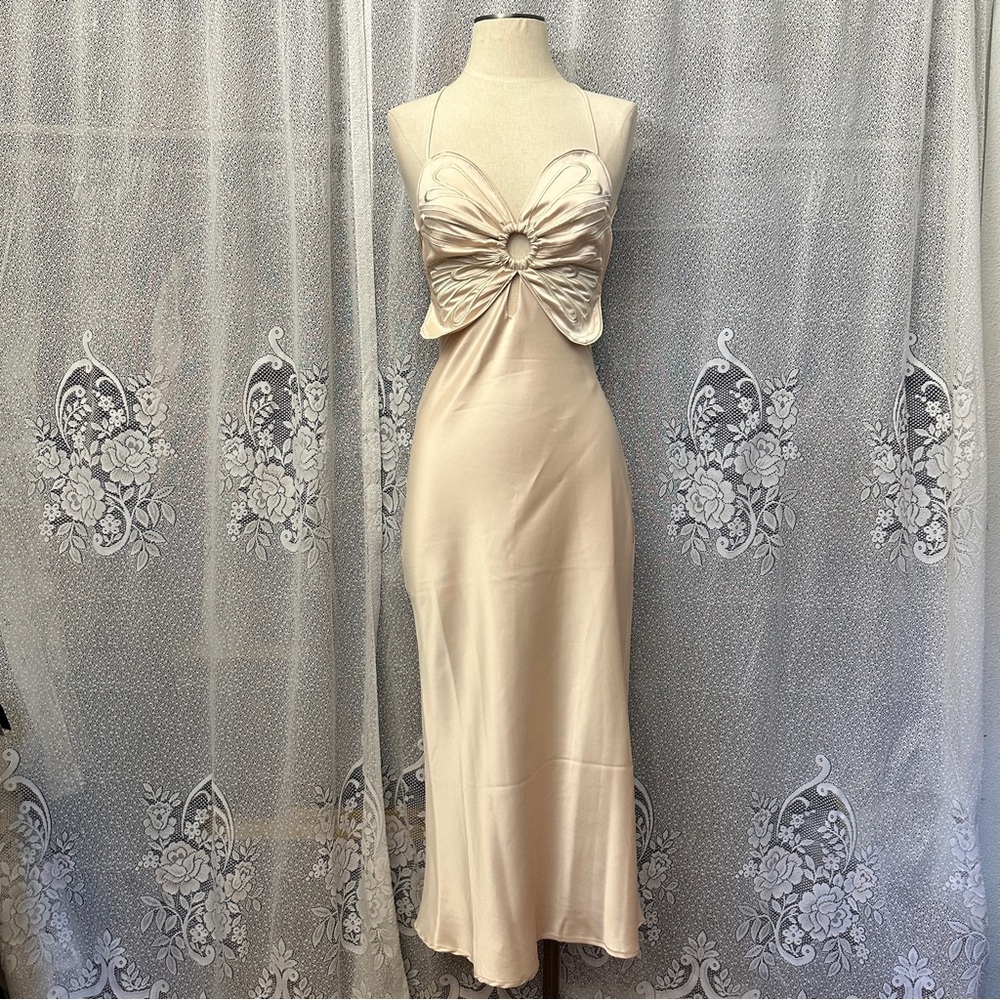 Urban Outfitters Cream Bow Midi Dress